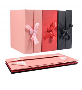 Pink Foldable Gift Box with Ribbon