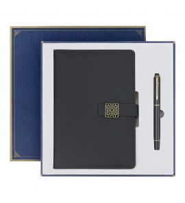 Custom Hardcover Logo Luxury Pu Leather Souvenir Corporate Gifts A5 Notebook Gift Set Box With Pen