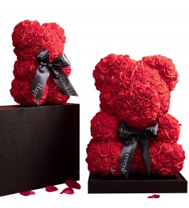 Custom Eternal Rose Flowers Teddy Bear Valentine Day Gift Artificial Flower Soap Foam Teddy Rose Bear With Box Gift