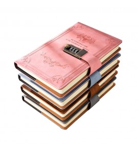 Promotion Self Care Journal Planner Notebook A5 Pu Leather Daily Planner Retro Combination Lock Notebook
